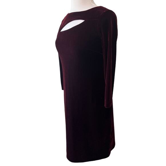 Donna Morgan Women's 4 Dress Burgundy Velvet Cut Out Party Night Out - Picture 3 of 7